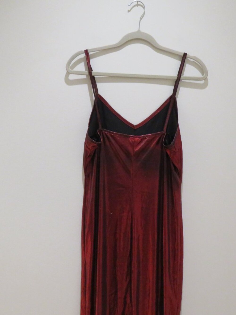 VINTAGE BONKERS USA Red Metallic Maxi Slip Dress Medium 90s Party Friends - Picture 11 of 14